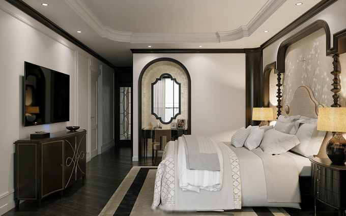 Thiết kế căn hộ 1 phòng ngủ phong cách Indochine