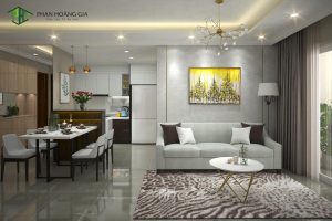 Thiết kế nội thất phòng khách căn hộ anh Tân