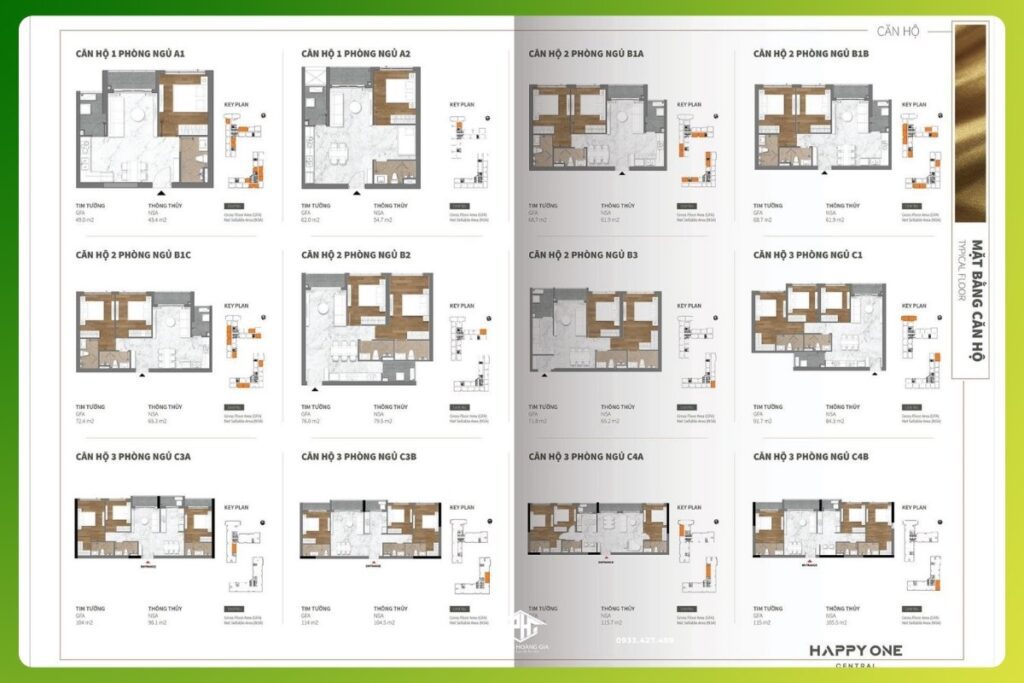 Mặt bằng chi tiết căn hộ của dự án Happy One Central