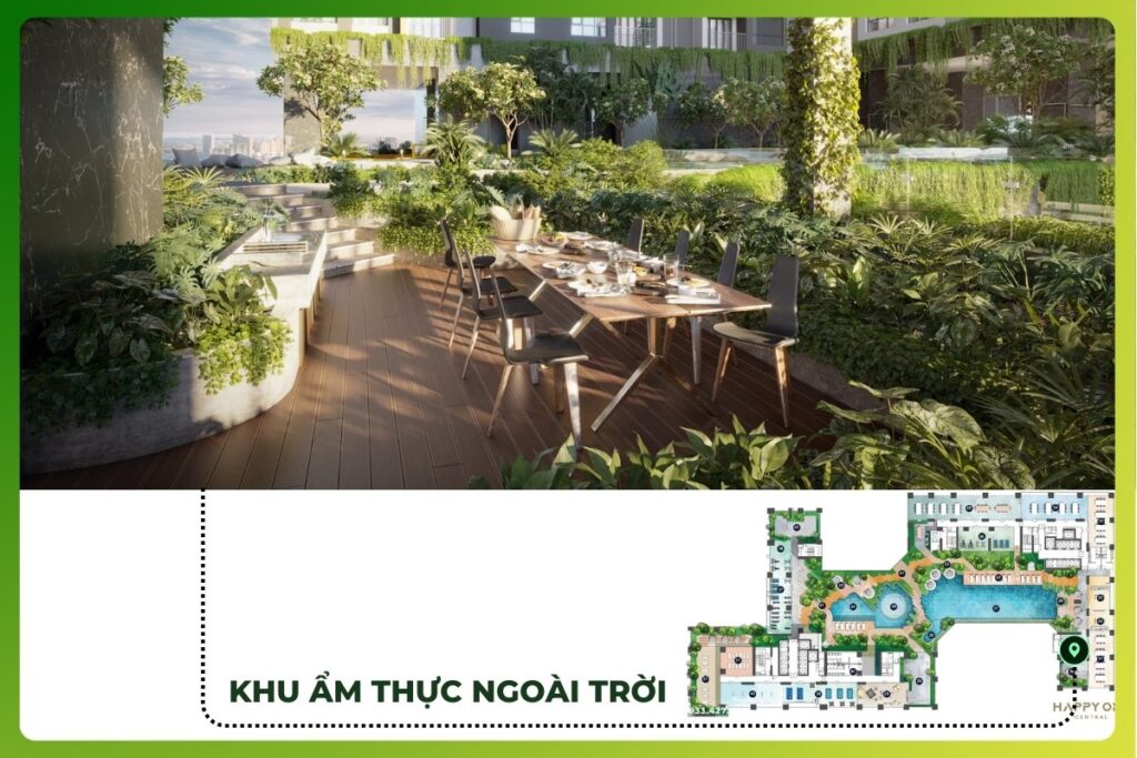 Khu ẩm thực ngoài trời tầng 1 của Happy One Central