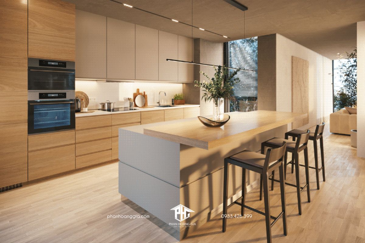 Nội thất nhà bếp với diện tích 25m2 theo phong cách hiện đại