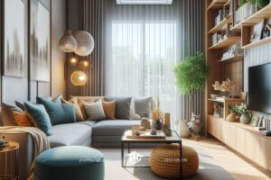 phòng khách nhà ống diện tích nhỏ làm nổi bật không gian