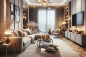 Phòng khách nhà phố đẹp là nơi giao thoa giữa thiên nhiên và nghệ thuật