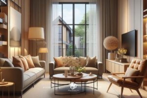 Phòng khách nhà phố hiện đại là biểu tượng của sự hiện đại