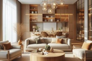 Phòng khách nhà phố hiện đại đơn giản là nơi tận hưởng sự thanh thản