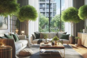 Phòng khách nhà phố kết hợp với cây xanh là nguồn cảm hứng không ngừng