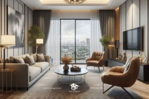 Chạm vào tinh hoa thiết kế nội thất phòng khách đẹp như trong tranh cho căn hộ 1 phòng ngủ