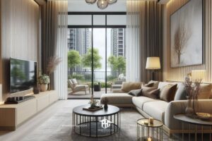 Bản năng thiết kế: Nội thất phòng khách ấn tượng hòa quyện với căn hộ 2 phòng ngủ