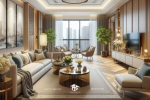 Kết nối cảm xúc qua nghệ thuật: Nội thất phòng khách độc đáo cho căn hộ 2 phòng ngủ