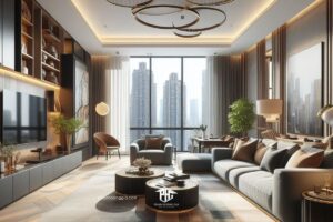 Nghệ thuật sống động: Nội thất phòng khách sáng tạo tối ưu hóa không gian cho căn hộ 3 phòng ngủ