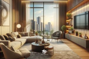 Chân dung văn hóa: Nội thất phòng khách làm nổi bật bản sắc độc đáo của căn hộ 3 phòng ngủ