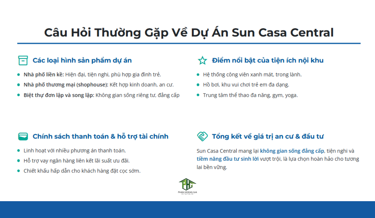 Các câu hỏi thường gặp về dự án Sun Casa Central
