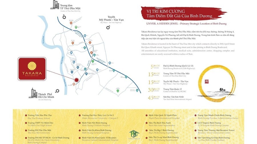 Vị trí địa chỉ dự án nhà phố Bình Dương Takara Residence
