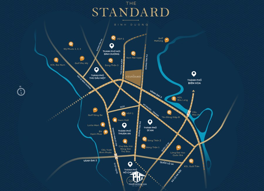 Vị trí nhà phố Bình Dương The Standard Central Park