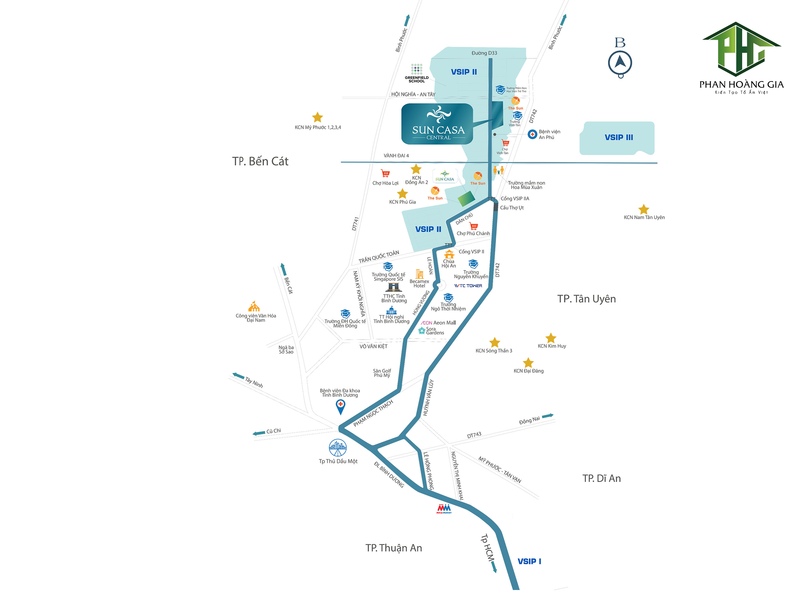 Vị trí khu đô thị Sun Casa Bình Dương
